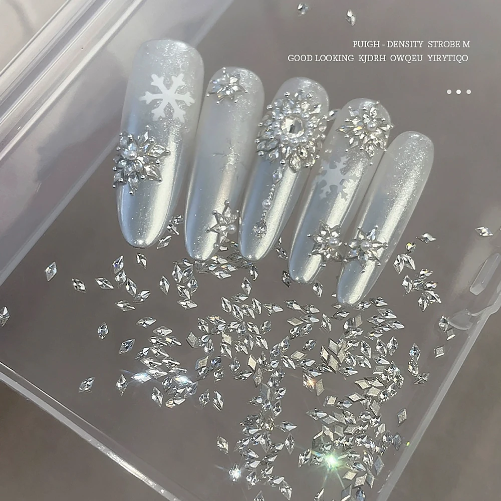 100/200 Stück Mini Nail Art Zubehör 5A Funkelnde Raute Zirkon Nail Art Strass Charms 1,5*3mm Schneeflocke Muster Nagel Dekor – Detail 3