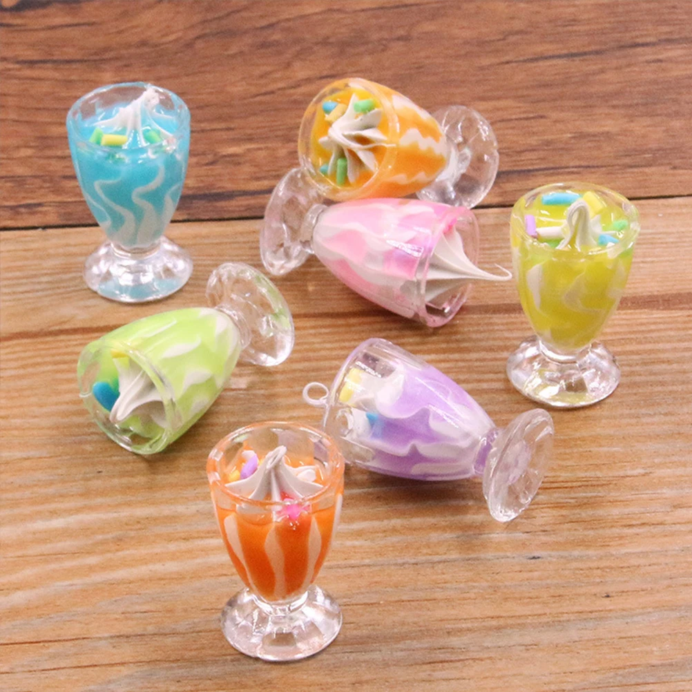 

6pcs Ice Cream Mini Dessert Ornament House Pretend Simulation Ice Cream Miniatures Play Set Resin Food For Mini House Decor