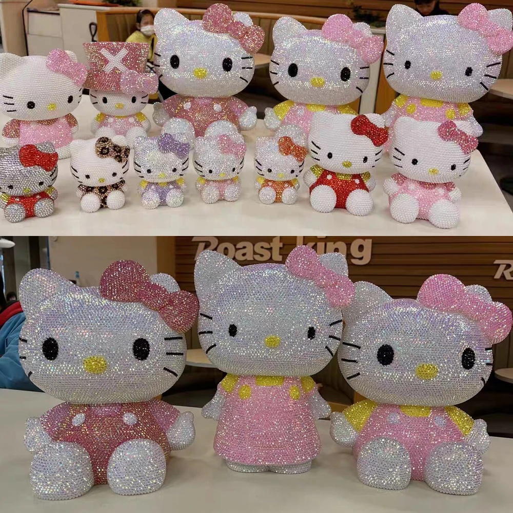 Imagem -06 - Hello Kitty Caixa de Armazenamento de Moedas Strass Cristal Banco Blingbling Armazenamento Brinquedos para Crianças Decoração de Casa Caixa de Poupança de Dinheiro 22cm