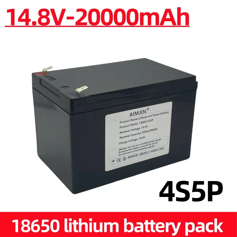 14.8V 20000mAh Lithium-Ion Battery 4S5P 20Ah High-Power Inverter Suitable for 16.8V Equipment Tourist Car Solar Cell