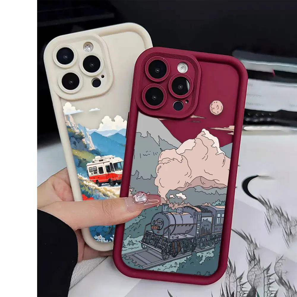 Landscape Train Cherry Blossom Cover Phone Case For Oneplus 11 10R 8T NORD CE 4 LITE ACE 2 3 Google PIXEL 7 8 7A 8A 9 Case Funda