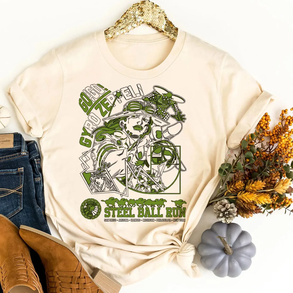 Jojo Bizarre Adventure Gyro Zeppeli t-shirt female meme funny cheap tshirt graphic cutecore 2000s harajuku emo