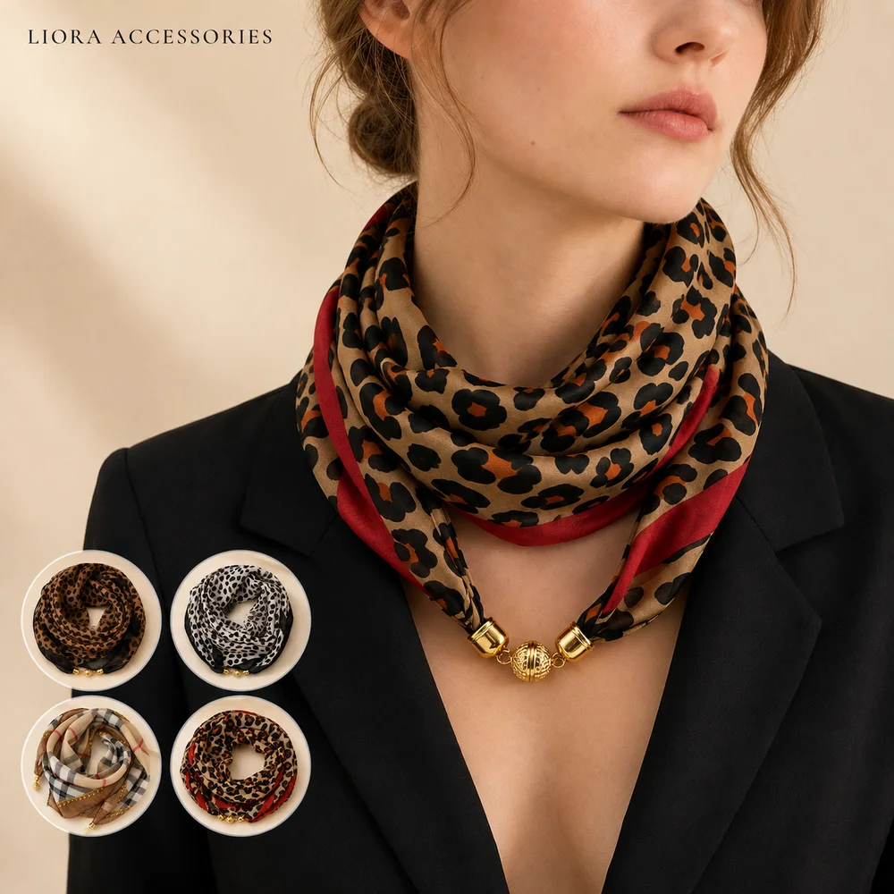 Face Scarf Mask - 63x63cm Leopard Print Square Scarf for