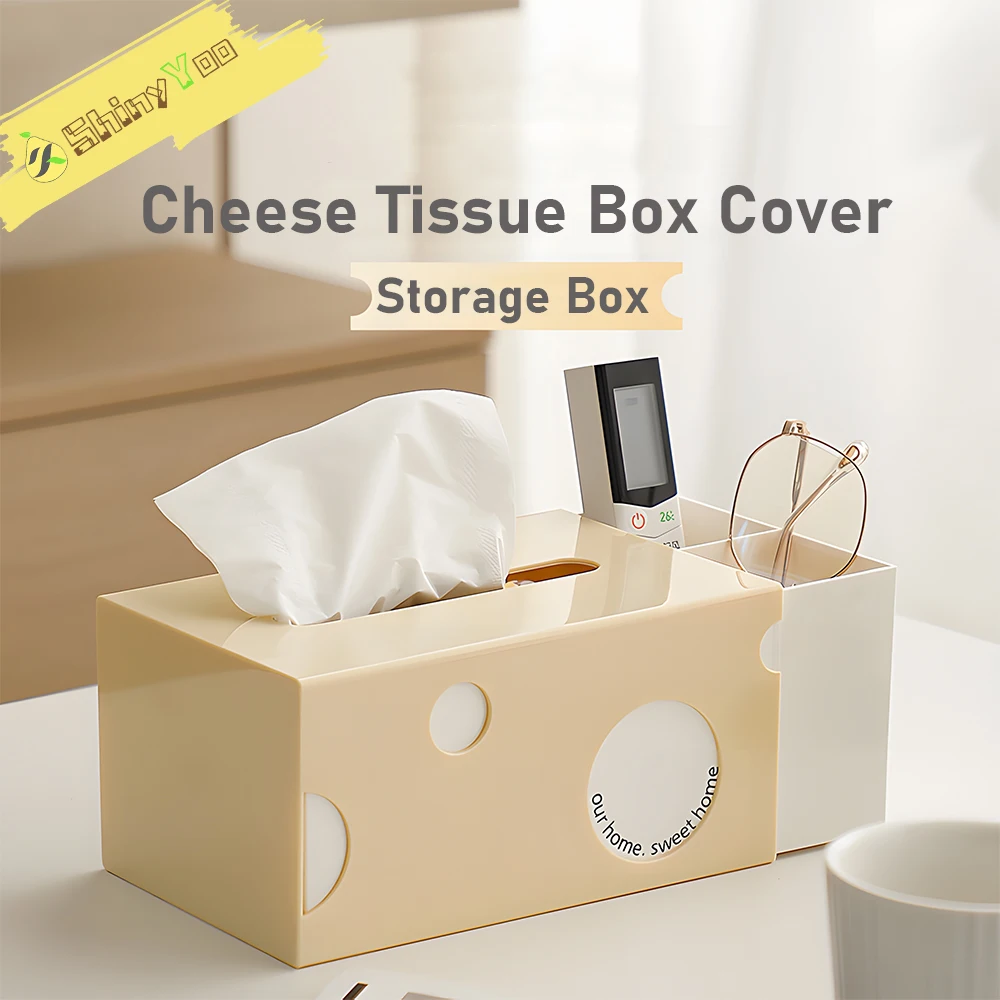

Cheese Tissue Box Cover,Napkin Holder Home Paper Drawer,Creative Restaurant Tissue Dispenser with Remote Control Storage Box