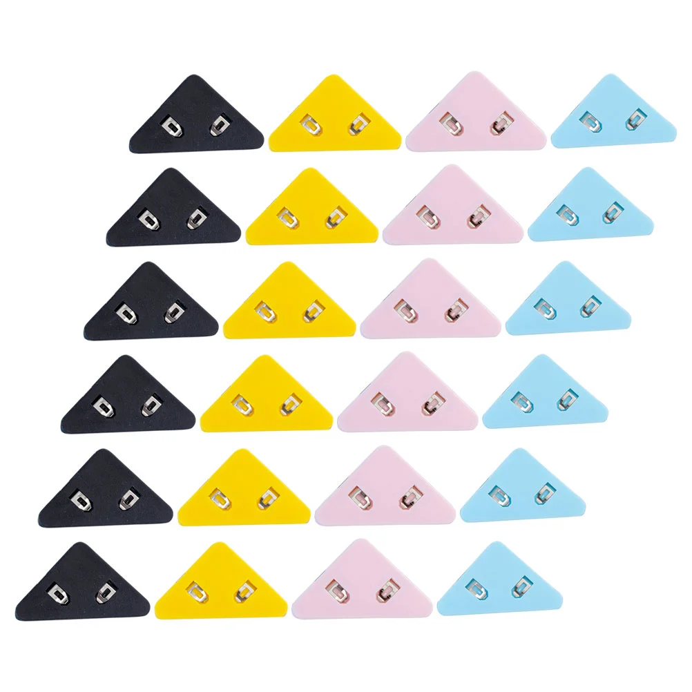 50 Pcs Triangle Binder Clip Pupils Plastic Metal Triangular Corner Folder Book Page Decor