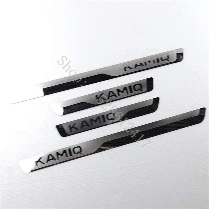 Bande de seuil de porte en acier inoxydable pour Skoda KAMIQ, autocollants de couverture de pédale de pédale de plaque de seuil, accessoires automobiles, style de voiture, 2018-2024