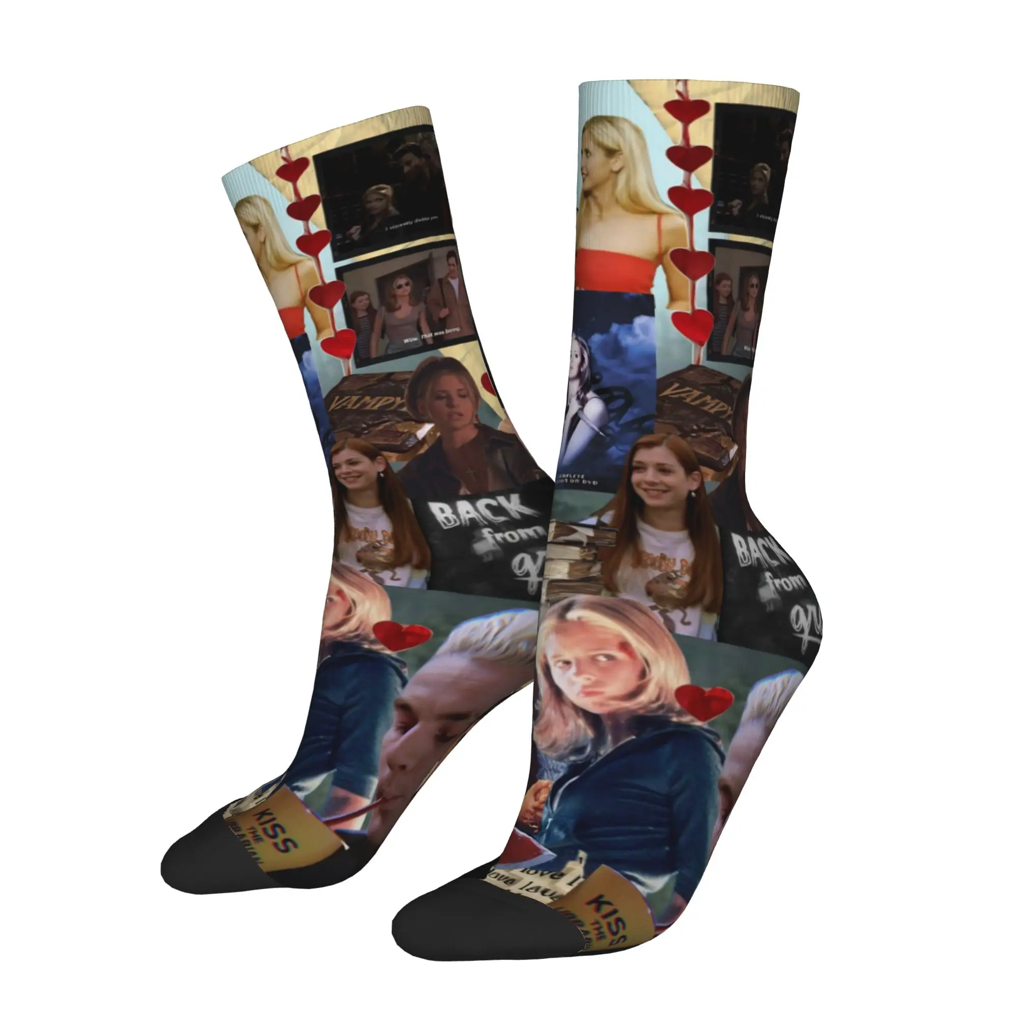 Casual Buffy the Vampire Slayer Soccer Socks Horror Movie Polyester Middle Tube Socks for Women Men Breathable