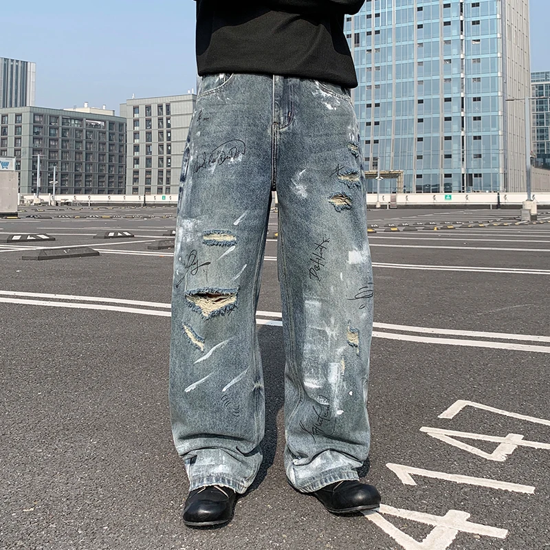 

Мужские джинсы с низкой посадкой, прямой крой, элитные джинсовые брюки из Гонконга, роскошные, модные, абсолютно новые, от Guangzhou Xintang