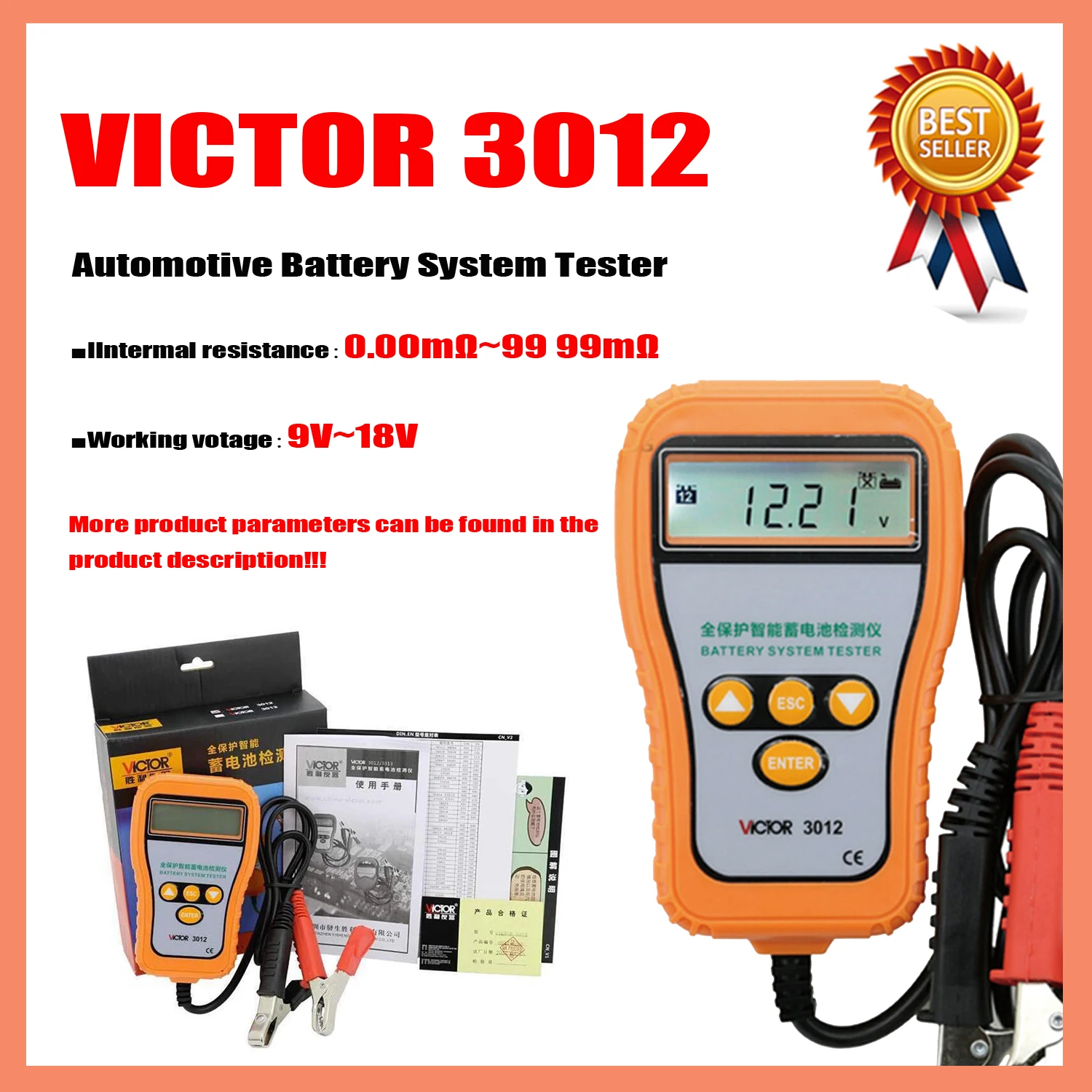 VICTOR 3012 VICTOR 3013 Automotive Battery System Tester 12V Vehicles Lead-Acid Storage Battery Life Detector VC3012 VC3013.