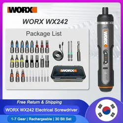 WORX WX242 4V Electrical Screwdriver Set Smart Cordless Electric Screwdrivers USB Rechargeable 30 Bit Set Mini Drill Power Tools