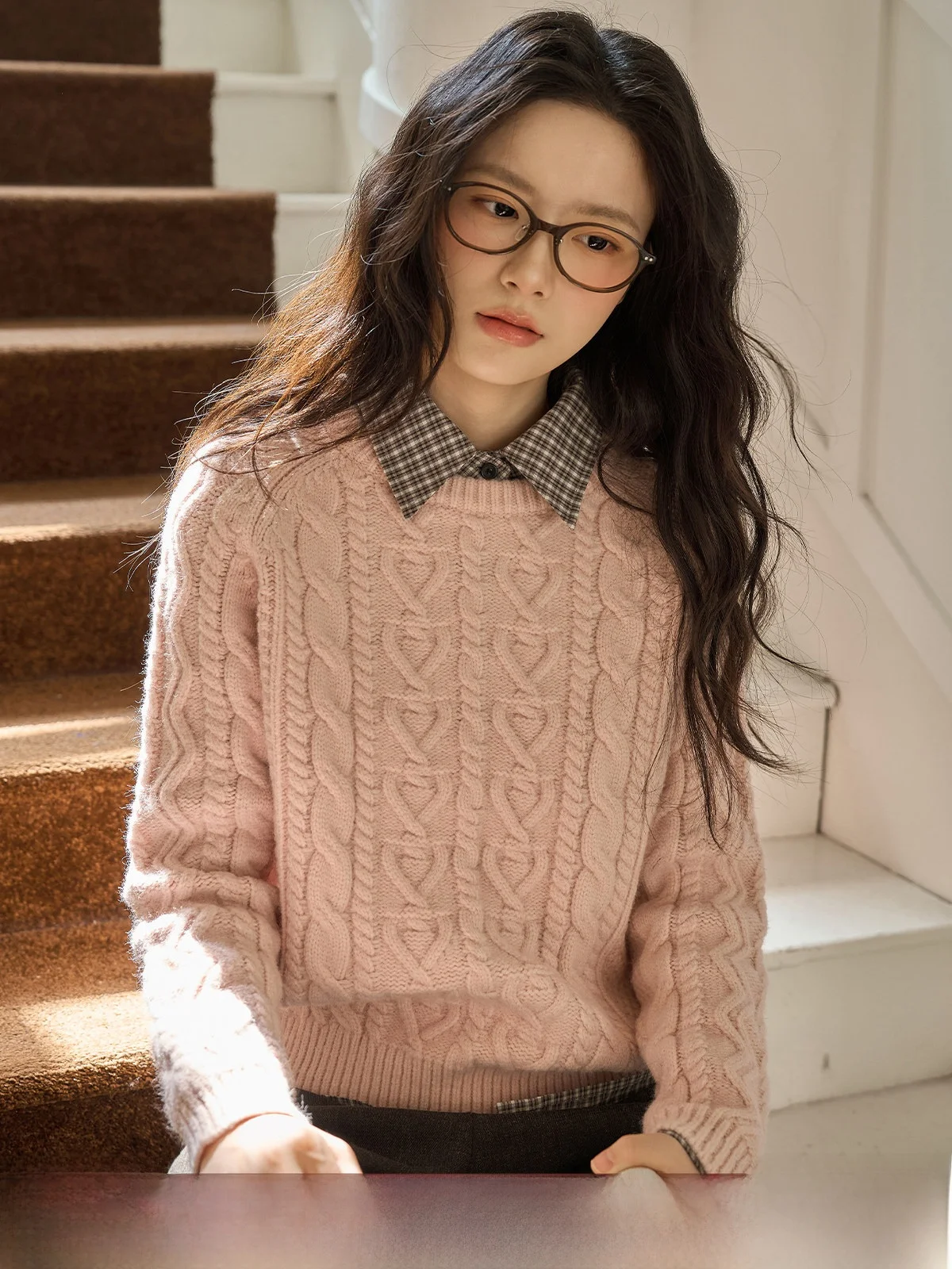 

Loose Long Sve round Ne Knitted Sweater Women's Comfortable Soft Pink Oversized Inner Wear Autumn Winter Seasonal Top