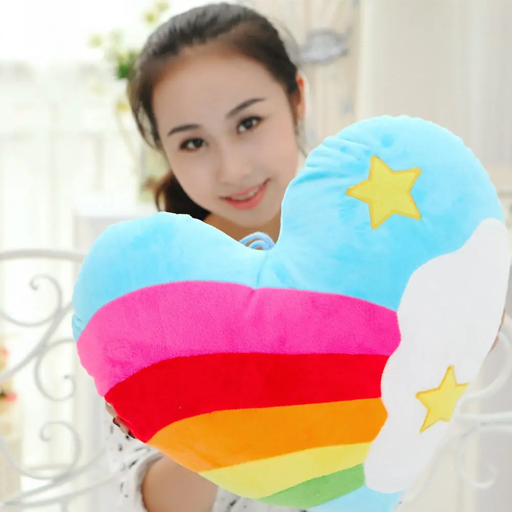 

1pc Rainbow Heart Shape Plush PP Cotton Throw Pillows Cushions Heart Shape Decorative Throw Pillows Plush Pillows Cushions