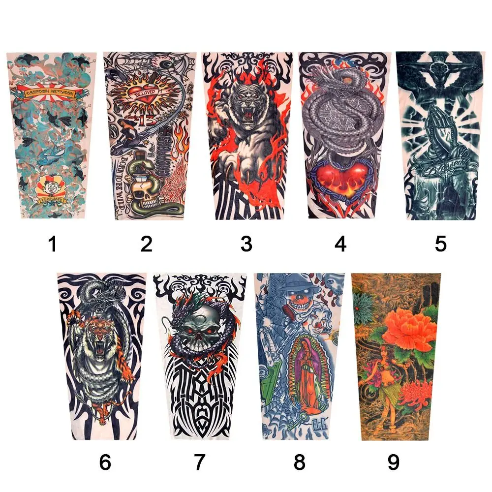 1pcs New Flower Arm Tattoo Sleeves Seamless Outdoor Riding Sunscreen Arm Sleeves Sun Uv Protection Arm Warmers For Children Kids