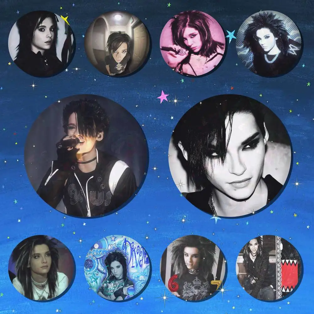 A-Tokio Hotel Bill Kaulitz 75x75 25x25 Mm Cartoon Round Brooches On Backpack Shirt Accessories Jewelry Badge Gift For Friends