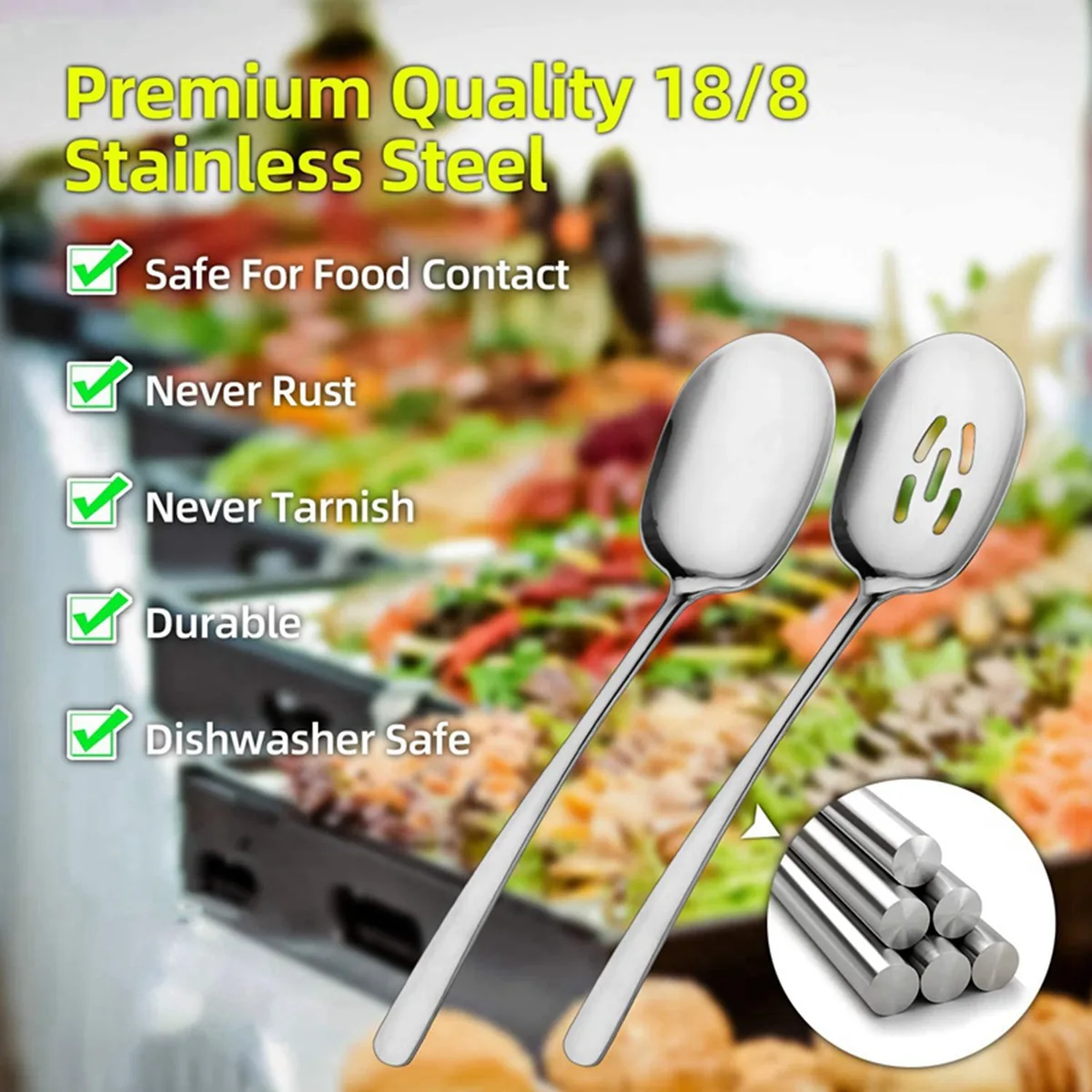 

HGHO 6 Pcs Serving Spoon, Spoons Silverware, Cooking Spoon,22.2X6.3Cm & 25X7.2Cm