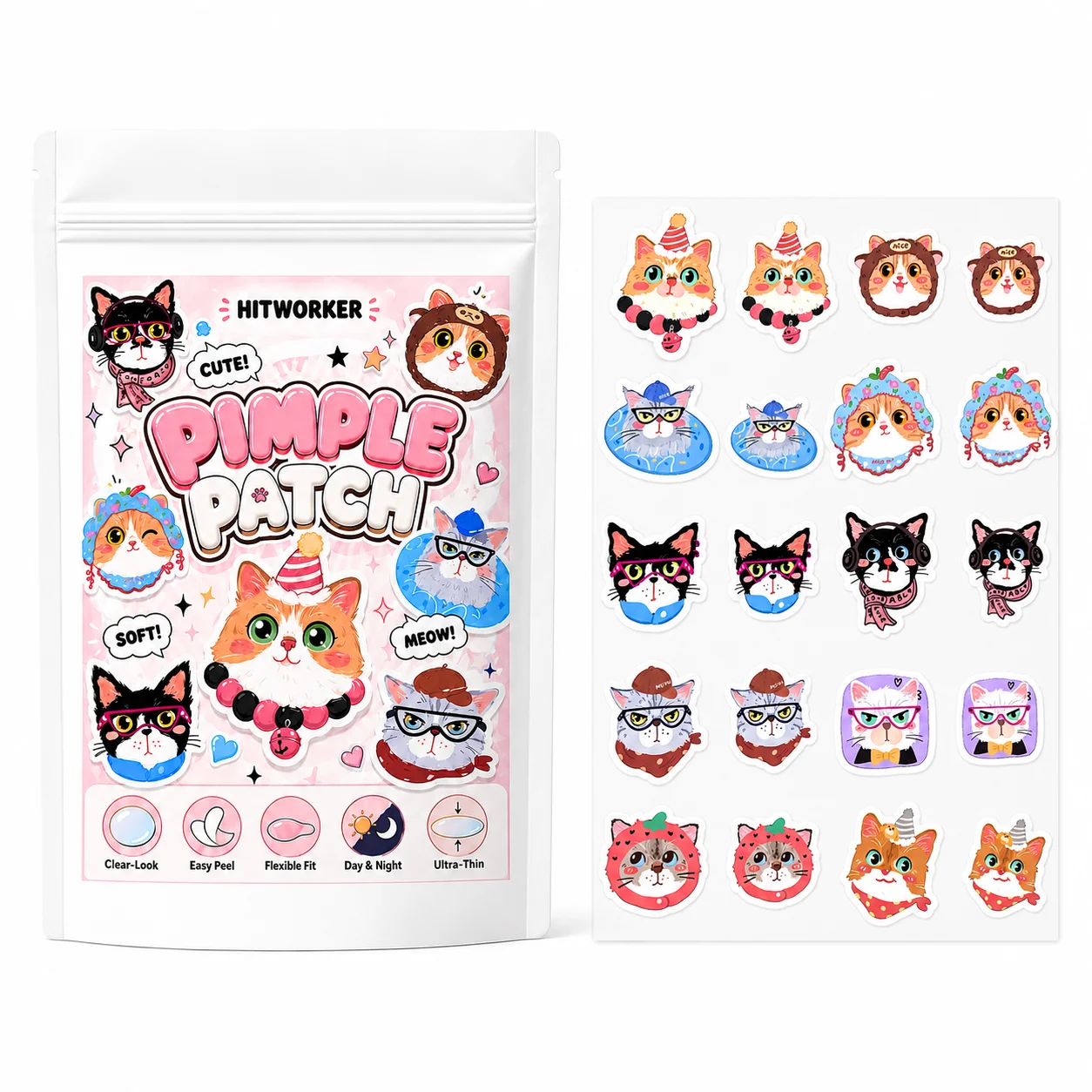 100PCS Pimple Cover Patches, Clear-Look Hydrocolloid Beauty Patches For Day And Night Use, Easy Peel Spot Cover