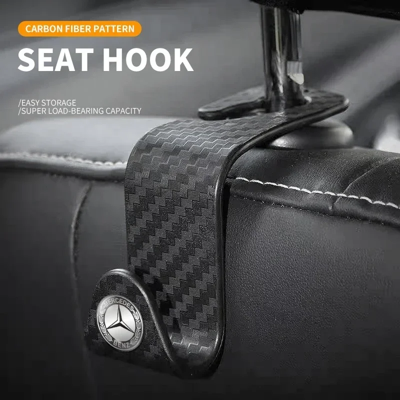 Carbon Fibre Car Rear Seat Hook Hanger Storage Organizer Hooks For Mercedes Benz AMG W204 W205 W211 W212 W213 W176 GLA CLA