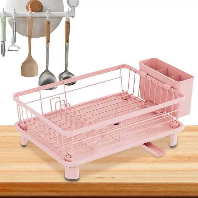 

Dish Drying Rack Dish Drainers for Kitchen Counter Space Saving Strainer with Drip Tray & Drainage Spout Storage Organizer