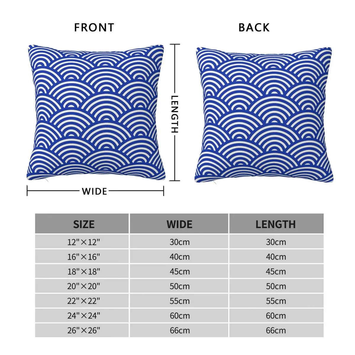 Japanese Seigaiha Wave Pillowcase Polyester Linen Velvet Printed Zip Decor Throw Pillow Case Home Cushion Cover 45x45