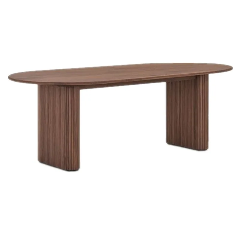 Nordic light luxury solid wood dining oval home designer creative personality negotiation table minimalist coffee