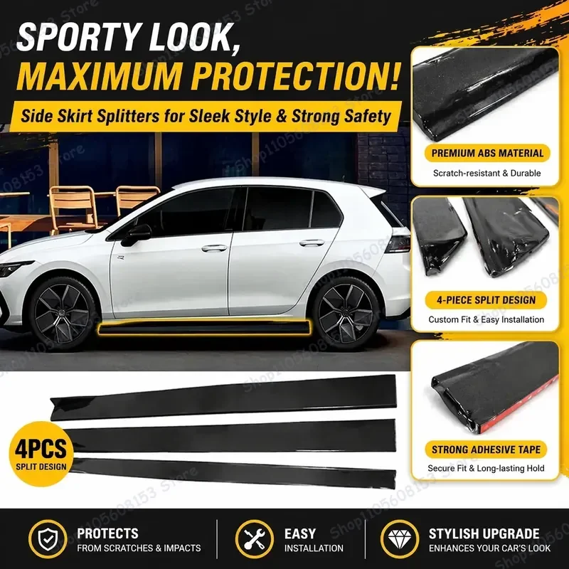 For Volkswagen VW Golf 8 MK8 GTI ID4 ID6 Side Skirt Extensions Rocker Panels Diffuser Winglets Aerodynamic Body Kit Universal