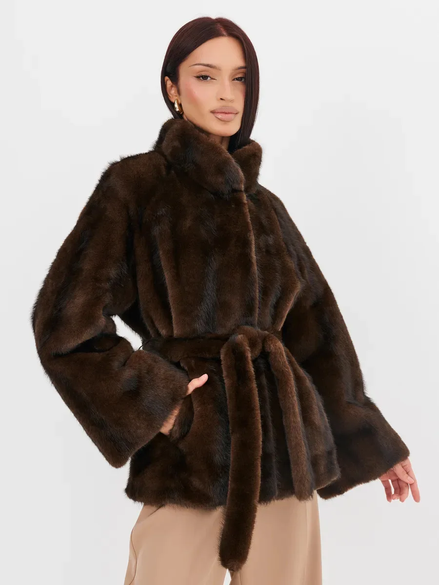 HDHOHR 2026 Winter Thick Warm Fashion Faux Mink Fur Coat Women  Luxury High Quality Elegant Chic Fluffy  Fox Fur Jacket Girls