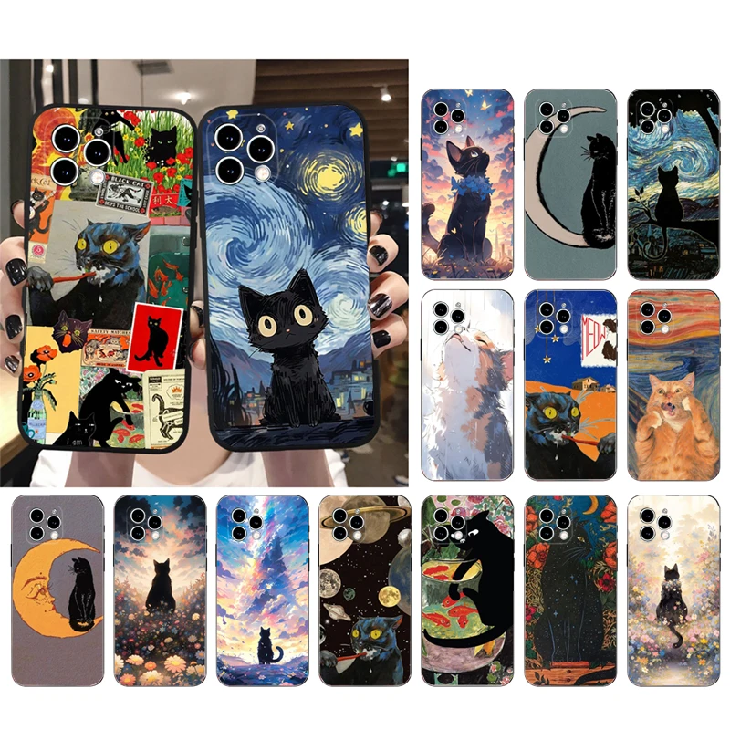 

Art Cat Phone Case For iphone 15 14 Pro Max 13 12 11 Pro Max XSMax XR 12 13 mini 14 Plus