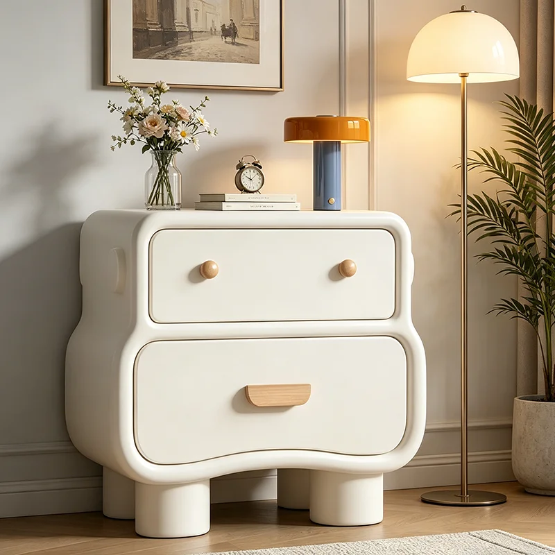 Italian Classic Bedside Table White Dressers French Style Night Stand Storage Modern Narrow Mesitas De Noche Bedroom Furniture