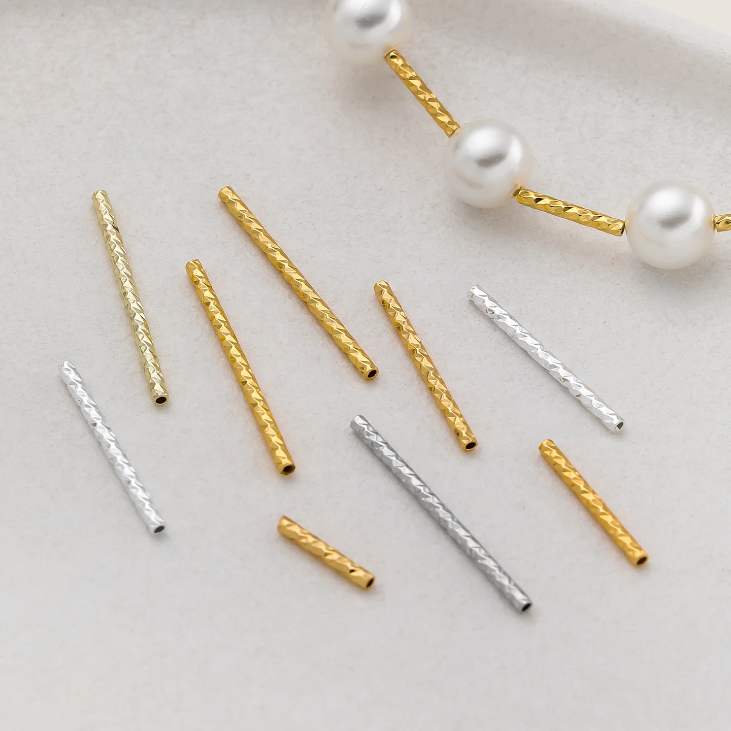 20-50pcs 18K/14K Gold Plated Batch Flower Connection Tube for DIY Bracelet Jewelry Making Accessories Supplies
