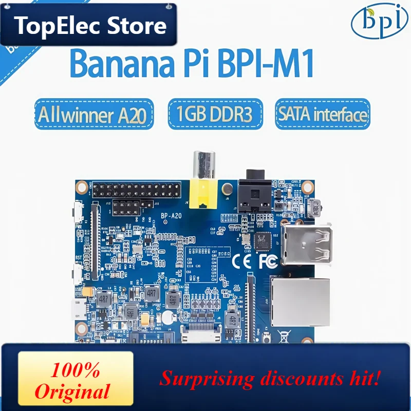 TopElec Banana Pi BPI-M1 single board computer uses Allwinner A20 chip solution, with 1G RAM on board