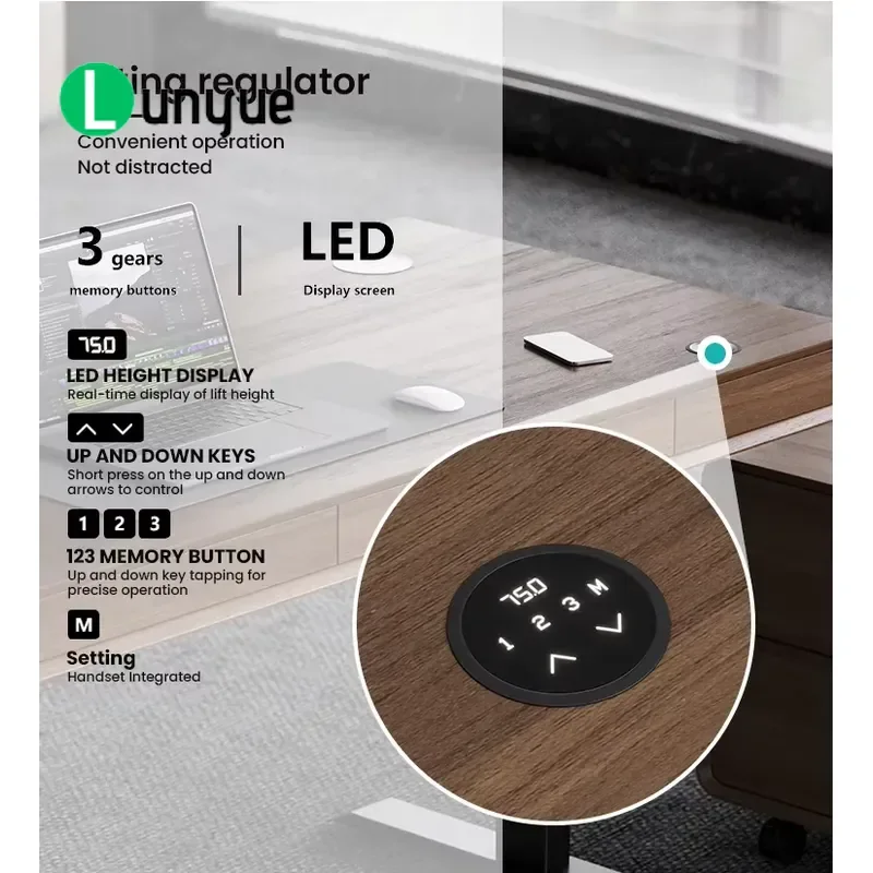 Smart Electric Lifting Desk Solid Wood Minimalist Modern Modular Work Office Building Dual Motor Walnut Top Factory