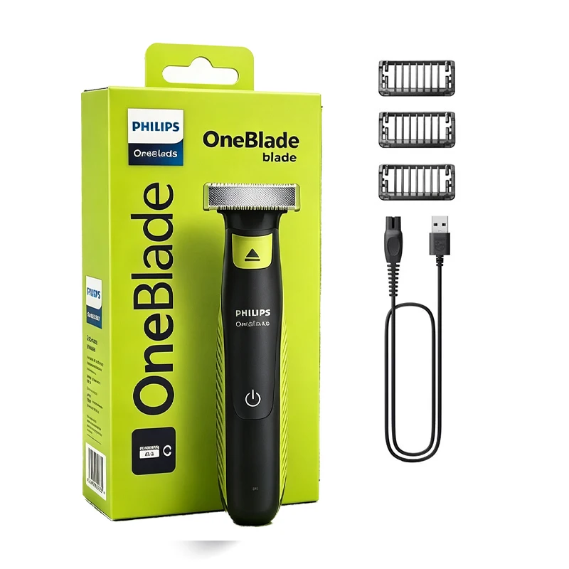Philips Oneblade Electric Shaver Waterproof Wet & Dry Trimmer Dual-Sided Blade Glide Coating Rounded Tips 3 Stubble Comb
