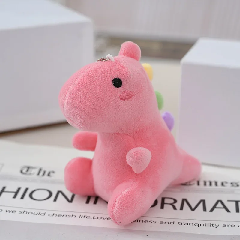 Stuffed Animals Plush Key Chain Cute Rainbow Dinosaur Doll Plush Pendant Girl Heart Super Cute Keychain Festival Gift for Friend