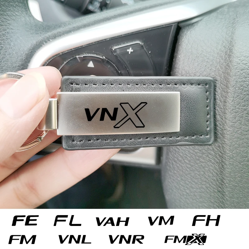 Metal leather Car Keychain Key Chain Rings For Volvo truck FMX FH FM FH12 FH16 FH13 FE FL VM VNL VAH VNR VNX Auto Accessories