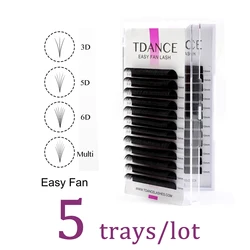 TDANCE-extensiones de pestañas postizas, 5 bandejas/lote, floración automática, fácil de hacer, voluminosas, maquillaje