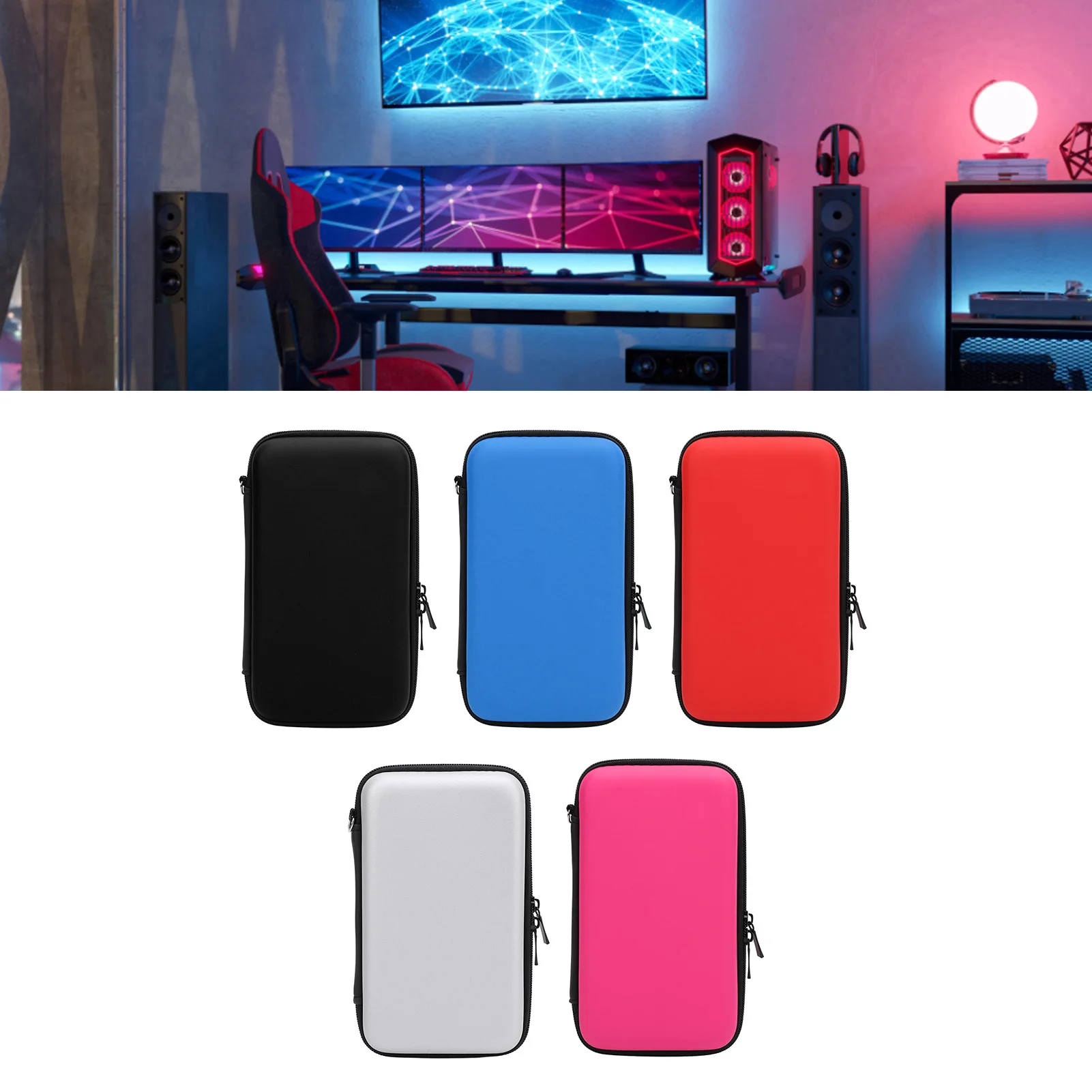 Game Console Hard EVA Shell 8 Slot Lightweight Large Storage Anti Scratch Console Travel Carrying Case Pouch Secure for 2DS LL