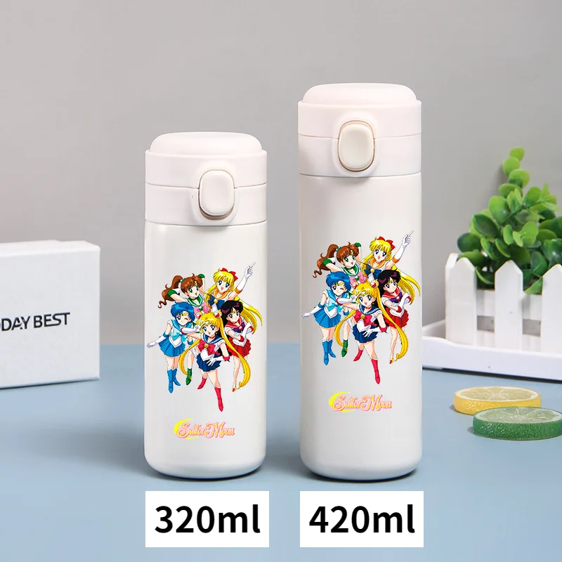 320ml/420ml Pretty Guardian Sailor Moon Portable Large Capacity Sport Water Bottle Children Drinking Cup Thermal Stainless Steel