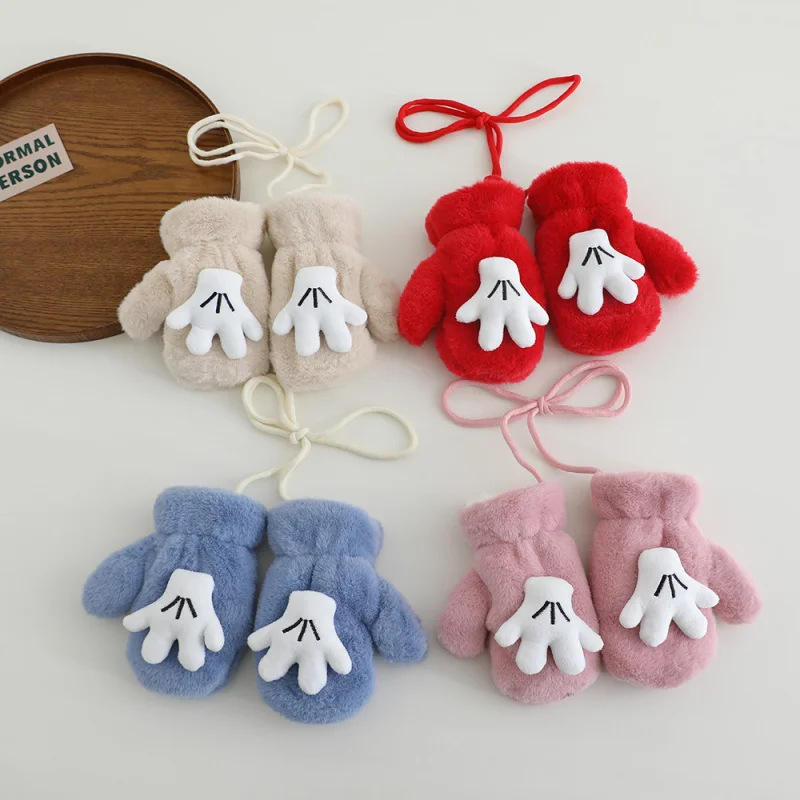 

Детские перчатки, теплые зимние детские морозостойкие утолщенные перчатки с полным покрытием для мальчиков и девочек, милые плюшевые перчатки с полным покрытием