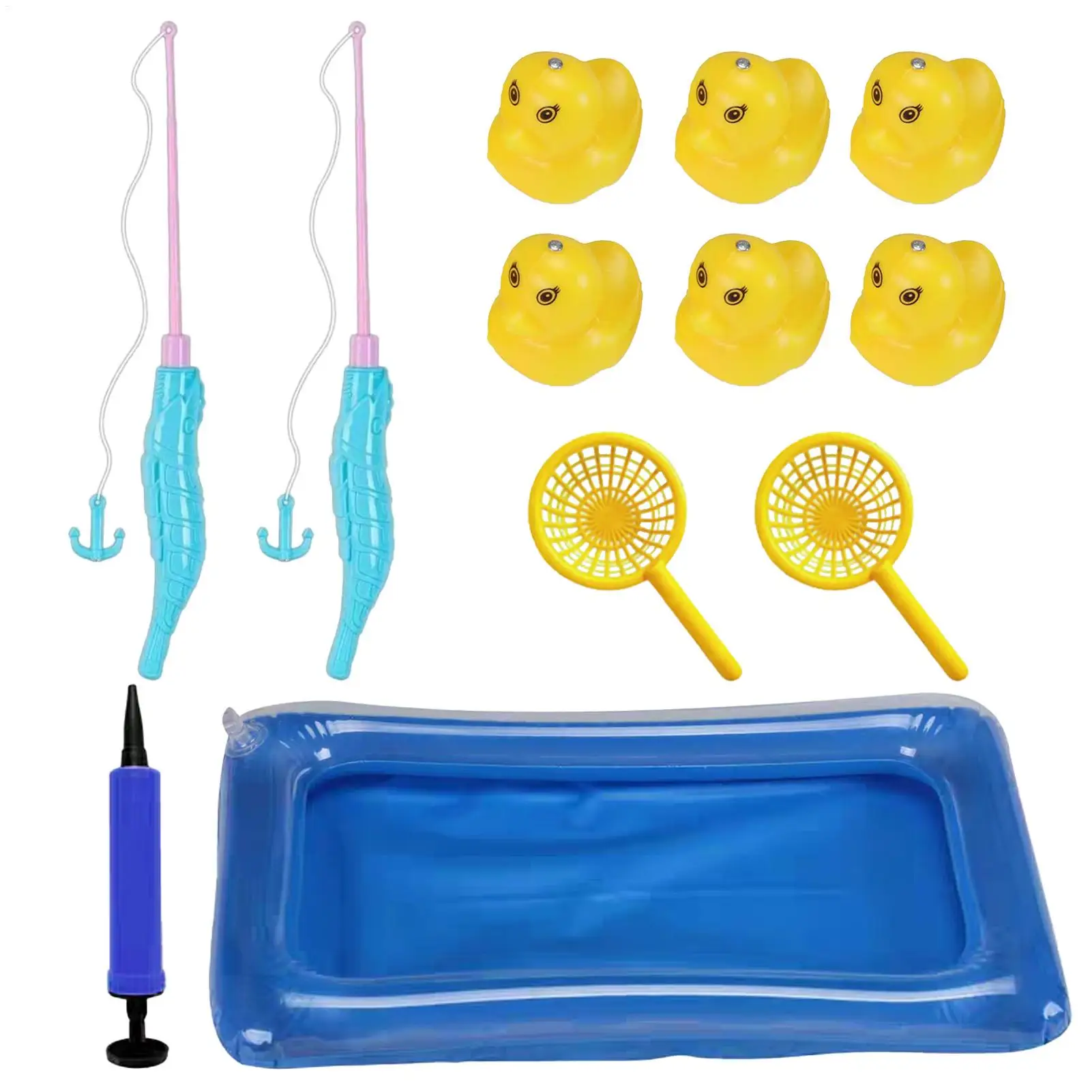 Play Fishing Set For Kids Bath Fishing Toy Inflatable Pool Floating Ducks For Toddler Stocking Stuffers Summer Beach Vacation