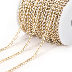 1 Meter Stainless Steel Plane Shape White Enamel Chains for DIY Jewelry Earrings Making Bracelets Findings Necklaces Supplies