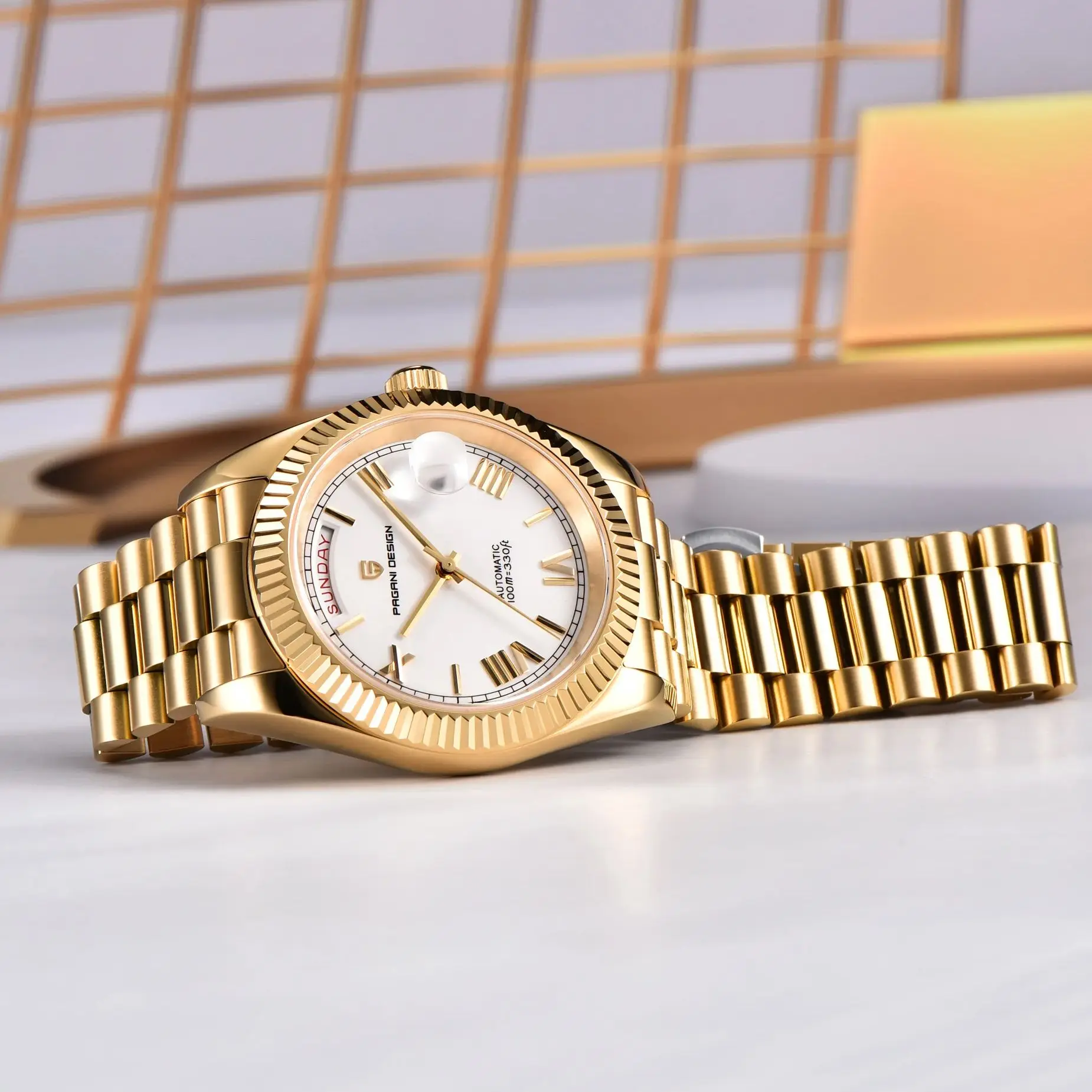 PAGANI DESIGN 2025 جديد DD40 الذهب الأبيض الفاخرة ساعة أوتوماتيكية الرجال TMI NH36A تاريخ الأسبوع 100 متر مقاوم للماء ساعات آلية للرجال #4