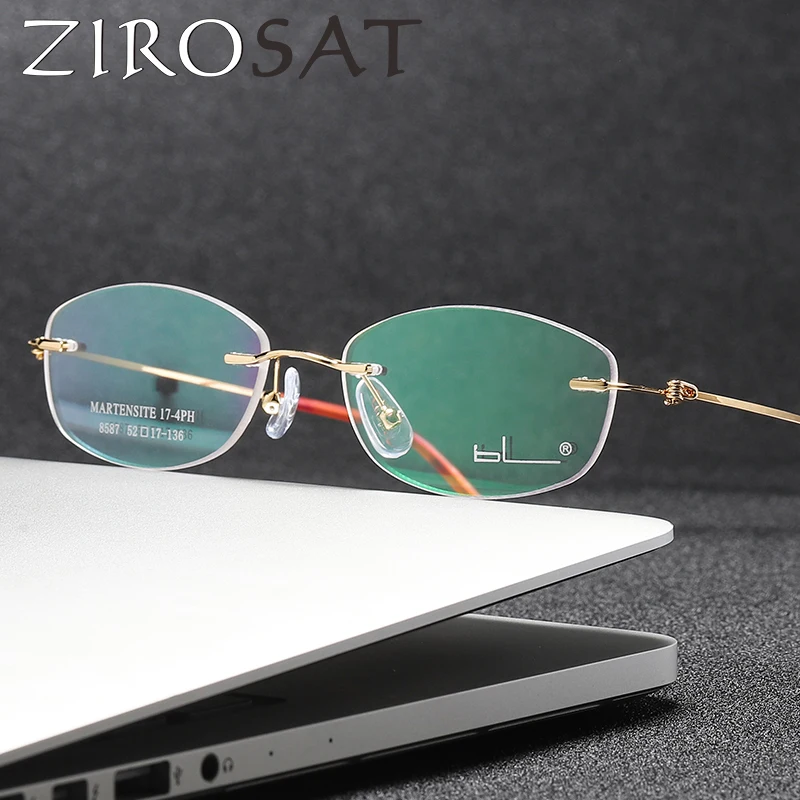 

ZIROSAT 8587 Women Flexible Alloy Rimless Glasses Frame Female Square Ultralight Frameless Myopia Optical Frames Eyewear