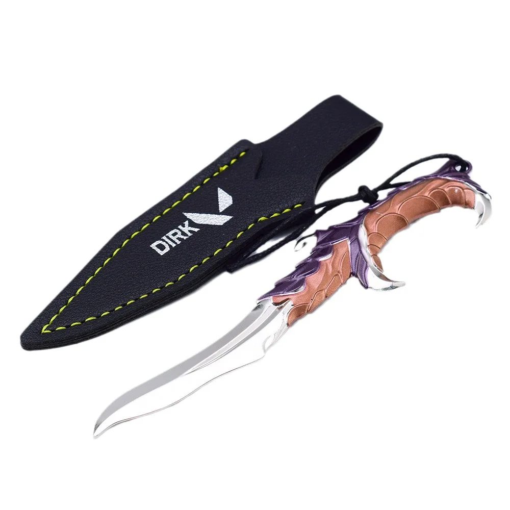 12cm Valorant Game Peripheral Keychain Skin Melee Reaver Karambit Knife Uncut Safe Alloy Weapon Model Cosplay Knife Holster Gift