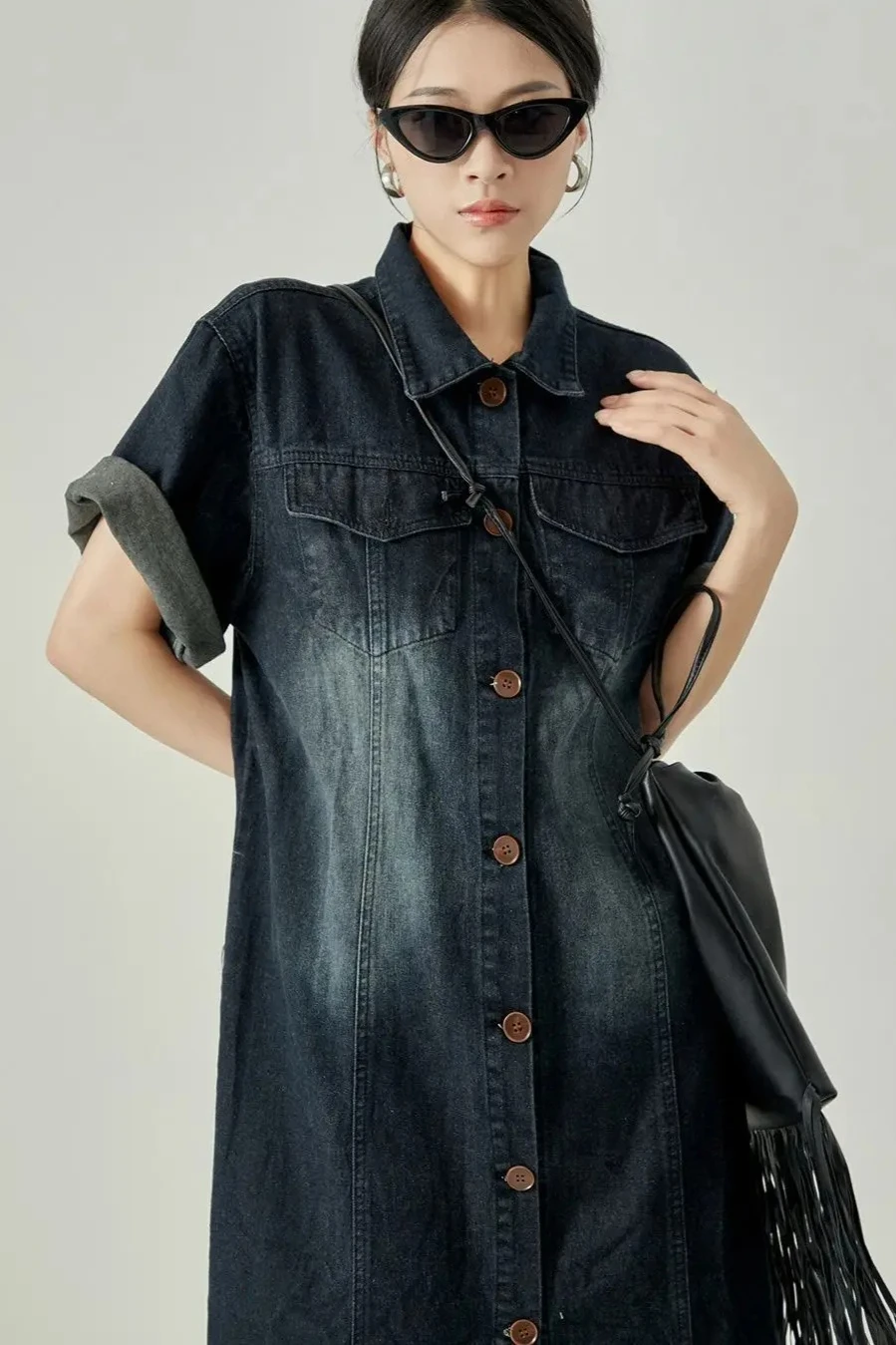 2026 Summer New Women's Denim Dress Loose Casual Straight Tube Dress
