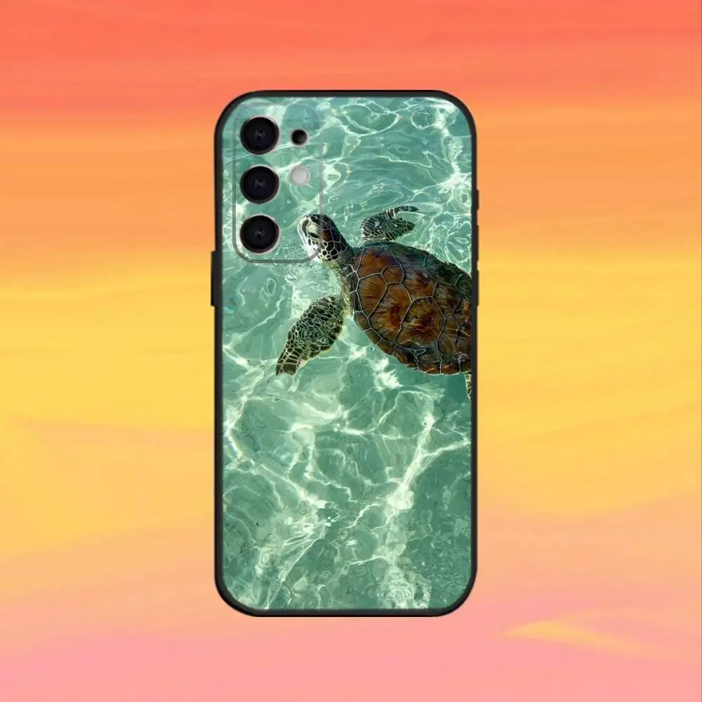 Casing Ponsel Sea T-Turtle Untuk Samsung S25,S24,S21,S22,S23,S30,Ultra,S20,Plus,Fe,Note,10,9,5G Hitam