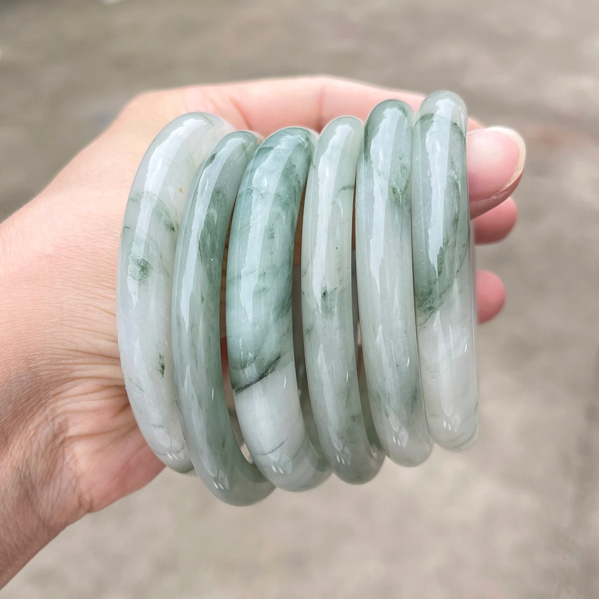 100 % Naturstein-Armreif aus Tianshan-Jade, breites Armband für Frauen, Heilkristall-Schmuck, Geschenk, Armbänder und Armreifen – Detail 6