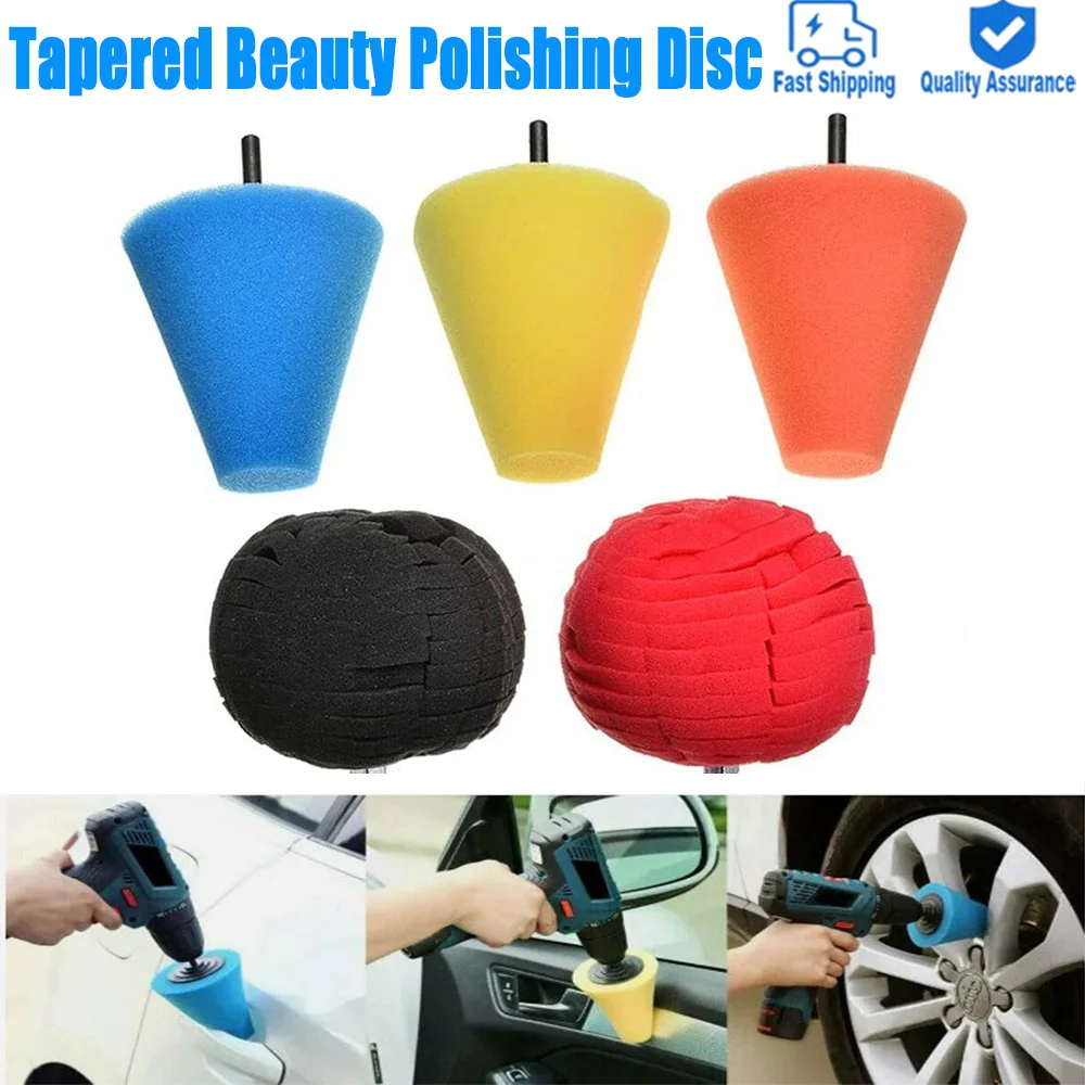 

5Pcs Foam Drill Polishing Cone Ball Pads Kit Car Hub Waxing Buffing Wheel Polisher 6MM Auto maintenance Cleaning Accessories