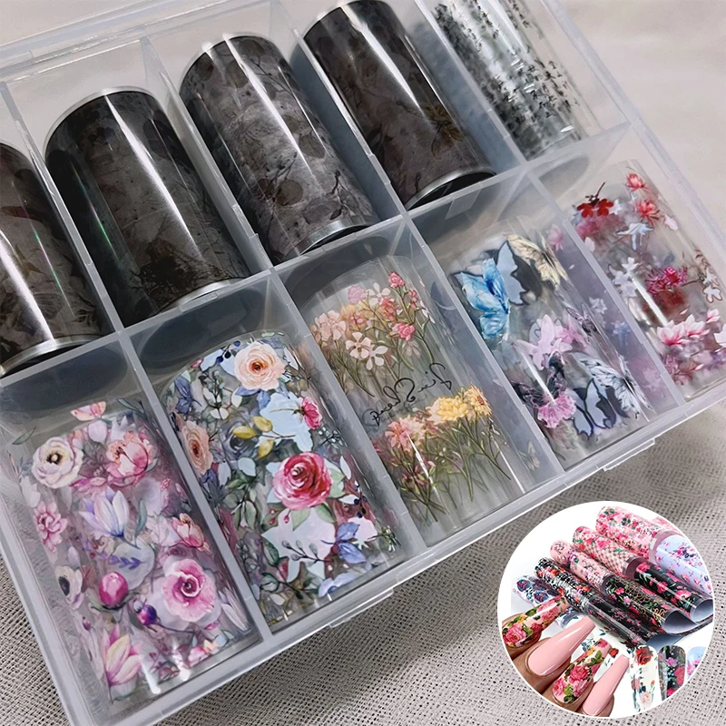 

1 Roll Chinese Style Nail Foils Transfer Flower Stickers Nail Decals Wraps Glitter Polish Manicure Decoration