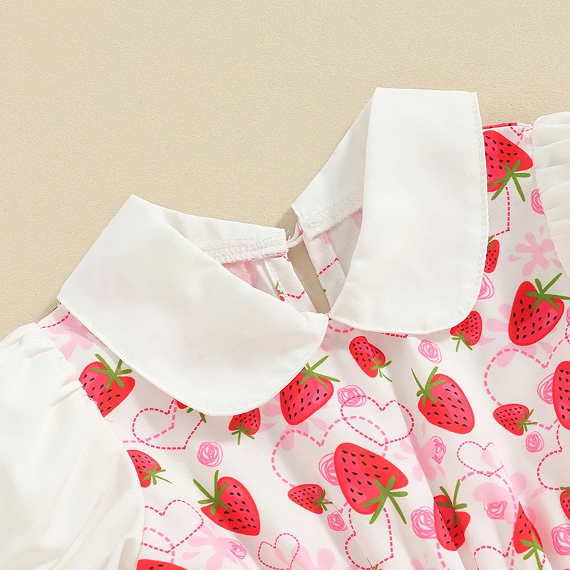 Infant Toddler Baby Girl Summer Fruits Floral Dress Cute Princess Doll Collar Short Sleeve A-line Dresses