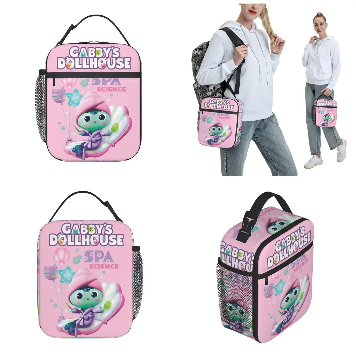 Kids Love Gabby's Dollhouse MerCat Spa Science Merch Insulated Lunch Bag Food Storage Bag Reusable Thermal Cooler Lunch Boxes